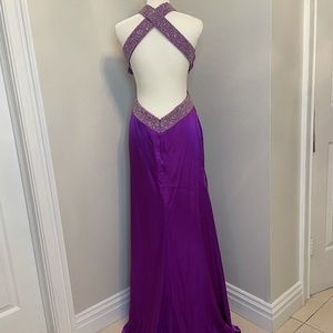 Purple Beaded Open back Gown